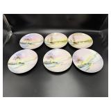 Set of 6 Hand Painted Nippon Scenic Dessert Plates