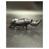 Carved Black Stone Rhinoceros Figurine Statue