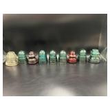 Lot of 9 Vintage Glass & Porcelain Insulators
