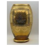 Nautical Bohemian Amber Glass Vase
