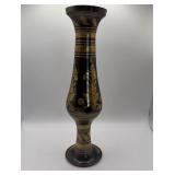 Etched Brass Floral Vase Black & Gold