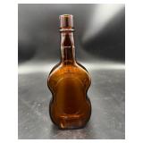 Vintage Amber Violin Shaped Glass Bottle