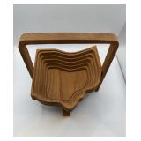 Ohio Shaped Hand Carved Wood Basket