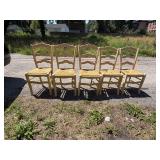 Set of 5 Ladder Back Rush Seat Dining Chairs