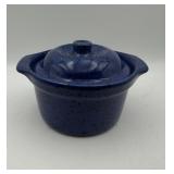 Blue Speckled Mini Covered Crock Pottery Bean Pot