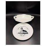 Caledonia Ohio Church Plate & Milk Glass Bowl Lot