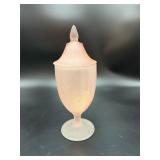 Pink Satin Glass Covered Candy Dish