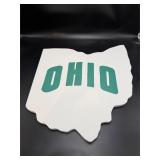 Large Ohio Shaped Wood Wall Sign - Green 'OHIO'