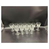 Lot of 11 Clear Swirl Stemmed Cordial Wine Glasses