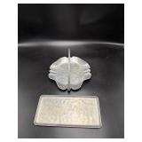 Vintage Pewter Serving Tray & Letter Holder Lot