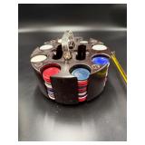 Vintage Poker Chip Caddy with Chips