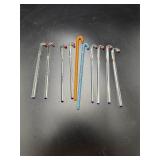 Lot of 9 Vintage Glass Swizzle Stirrers