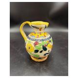 Vintage Hand Painted Floral Art Pottery Pitcher