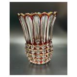 Ruby Flash Cut Glass Vase