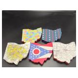 Lot of 5 Ohio Shaped Wood Wall Signs