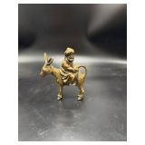 Vintage Brass Man Riding Donkey Figurine Turkey