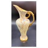 Vintage Hand Painted Pitcher Gold Gilt Vase