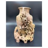 Hand Carved Soapstone Floral Vase Sculpture
