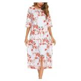 WOMEN'S ZIPPER ROBES HALF SLEEVE ZIP FRONT ROBE...