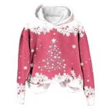 CASUAL CHRISTMAS PRINTED HOODED LONG SLEEVE...