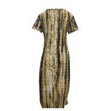 New V-NECK SHORT SLEEVE SPLIT SUMMER LONG DRESS