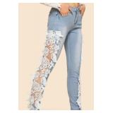 WOMEN'S LACE EMBROIDERY HOLLOW OUT JEANS SUMMER