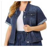WOMEN'S PLUS SIZE BUTTON CROP JEAN TRUCKER
