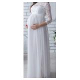 New PREGNANT WOMEN?S LACE MATERNITY DRESS MAXI...
