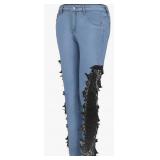 New LACE SKINNY STRETCH JEANS MID RISE SLIM FIT
