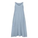 WOMEN'S COTTON LINEN MAXI DRESS SLEEVELESS