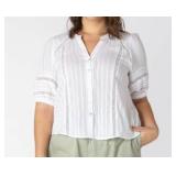 WOMEN'S PLUS SIZE SHORT SLEEVE BUTTON UP BLOUSE