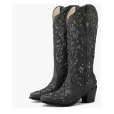 INLAY GLITTER COWGIRL COWBOY BOOTS FOR WOMEN