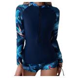 OWNTOP WOMEN 2-PIECE RASH GUARD, LONG SLEEVE...