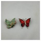 Two Enameled Butterfly Brooches/Pins