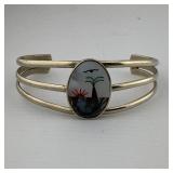 Vintage Silver Abalone Shell Bracelet