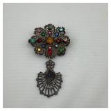 Vintage Czech Multi Stone Brooch