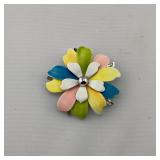 Vinatge Signed Sarah Coventry Enamel Flower Brooch