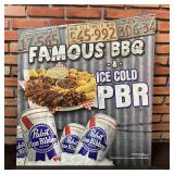 2013 Pabst Blue Ribbon and BBQ Metal Sign