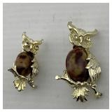Vintage Set of 2 Gerry's Signed Owl Brooches