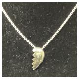 Sterling Silver 1/2 Heart Pendant and Chain