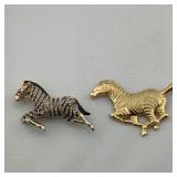 Two Vintage Zebra Brooches