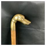 Vintage Brass Dog Head Walking Stick