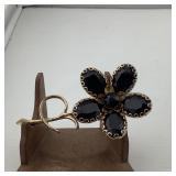Vintage Gold-tone and Onyx Brooch