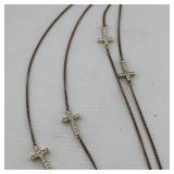2 Long Gold-tone & Rhinestone Cross Necklaces