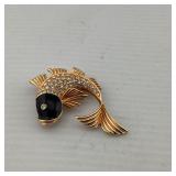 Vintage Swarovski Signed Enamel & Crystal Brooch