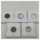Collection of 5 1943 Steel Pennies