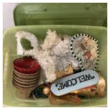 Tote of Winter/Christmas Decorations