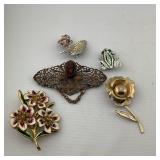 Five Vintage Brooches/Pins