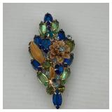 Unsigned Juliana Crystal Domed Floral Brooch