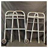 2 Folding Walkers, One with Wheels
